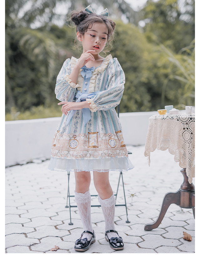 3516ロリータ服 ガールズ ロリィタ服 ロリィタドレス 女の子 子供 キッズ Lolita ロリィタワンピース ロリータドレス ロリータワンピース 長袖 コスプレ衣装 コスチューム 満天屋