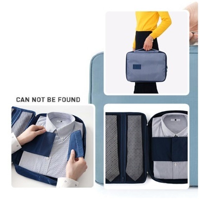 旅行 や 出張 に 便利 しわにならない ワイシャツ ネクタイ ケース ブルー 小物入れ 男女兼用 Goop Ahd