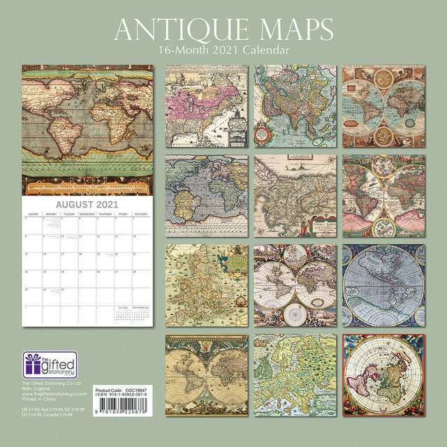 送料無料 21年 カレンダー Antique Maps 世界地図 World Map 歴史 大陸 移動 インテリア ディスプレイ 輸入雑貨 人気 おしゃれ 英語表記 Hachinohe Base 1518