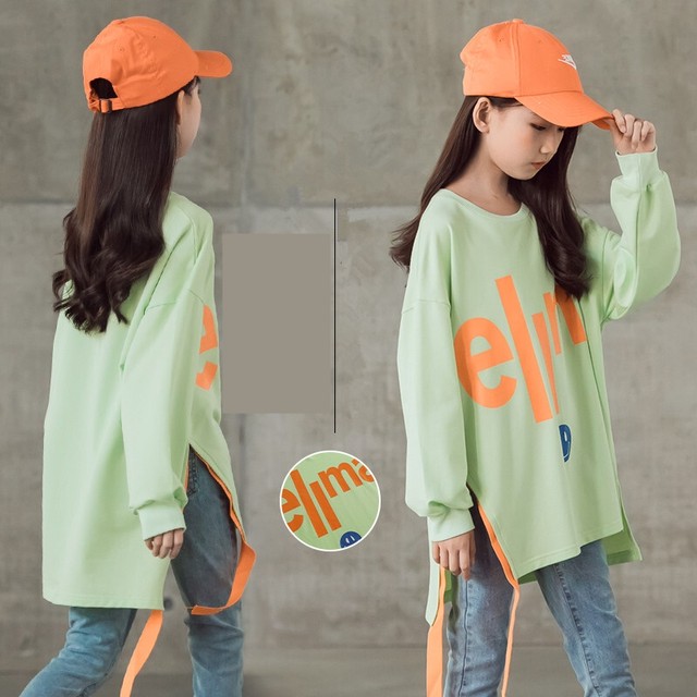 親子ペア 親子コーデ 綿 コットン 長袖 ロゴ スリット ラフ カジュアル カッコいい 恰好良い 秋 秋物 秋服 普段着 部屋着 ルームウェア 休日 ママ 中学生 小学生 女の子 110 1 130 140 150 160 170 Oyako Mamatoissyo