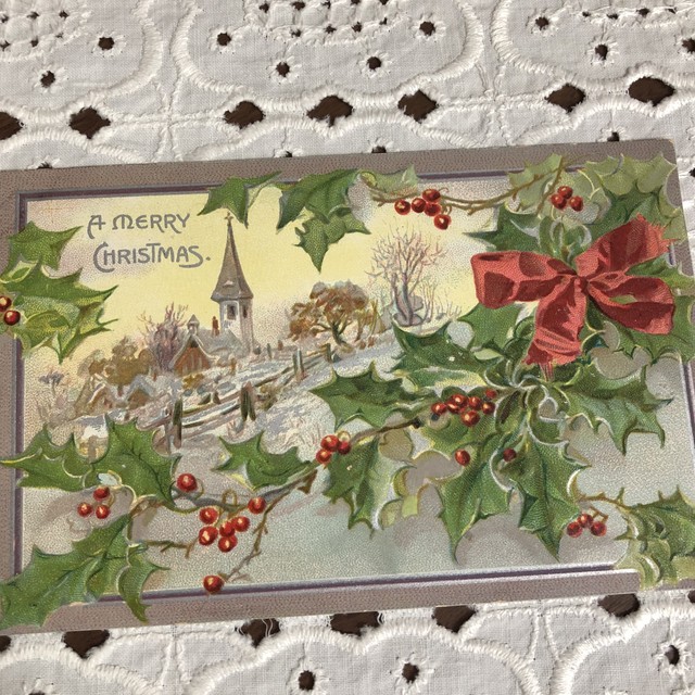 2枚セット 1907年 アンティーククリスマスカード アメリカンビンテージ雑貨のお店 Initial