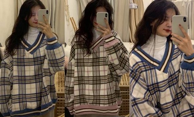 ニット セーター レディース トップス ニットソー Vネック ハイネック 可愛い タートルネック Happy Toon