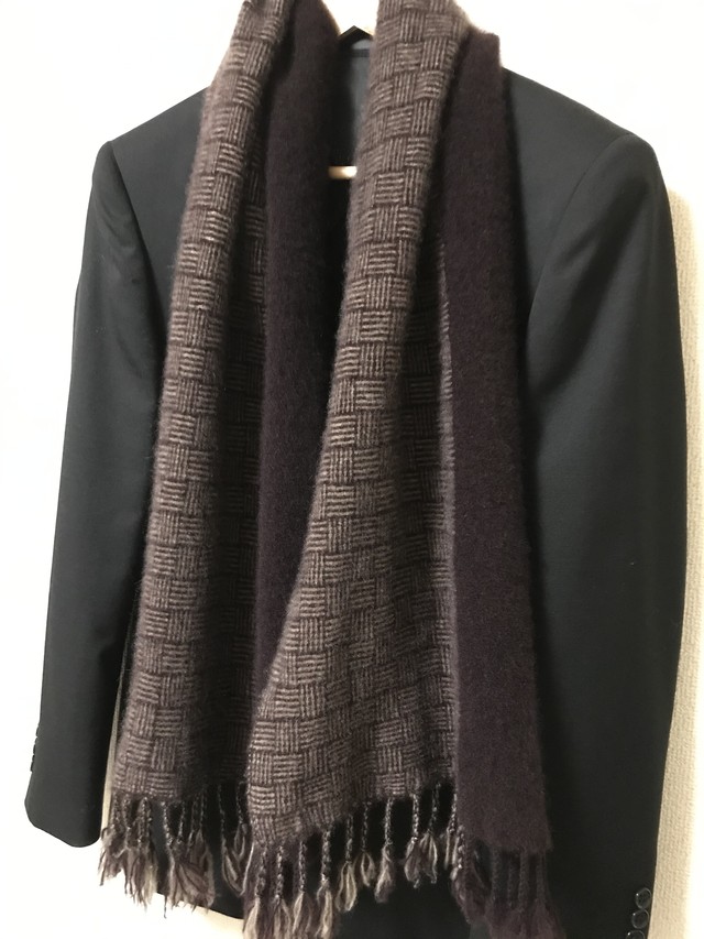 受注制作 手織り メンズカシミヤマフラー 半網代織り Handwoven Cashmere Scarf コトノアトリエ Cotono Atelier