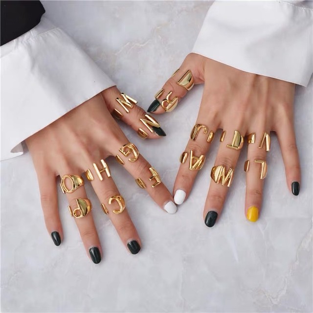 alphabet gold ring