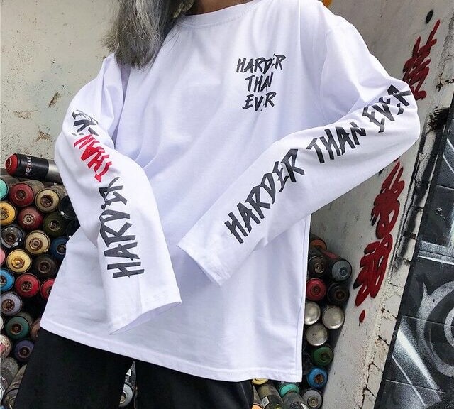 ロンt ダンス スケボー 衣装 オルチャン ストリート 黒 オレンジ 白 Nshop1623