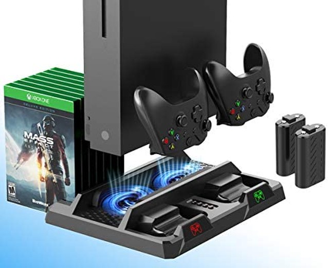 Jpcs Elecgear Xbox One 縦型充電スタンドと冷却ファン 2個10mahコントローラー 用充電式バッテリーパック ゲームストレージブラケット Xbox One One S One Xとelite用デュアル充電ドック Japan Classic Store