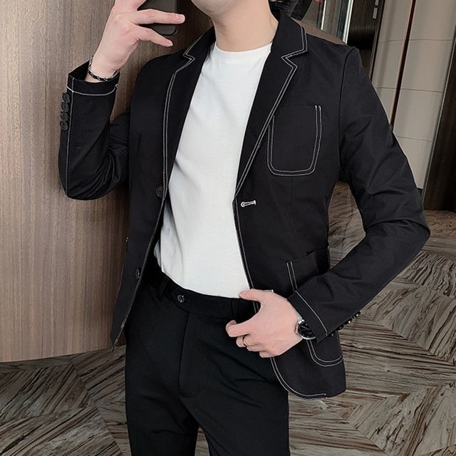 予約販売 ジャケット メンズ ブラック 黒 ドレスアップ シック こなれ感 お洒落 パーティー 結婚式 二次会 パーティー エレガント 韓国 トレンド 春 M L Xl 2xl 3xl Favoriteselect