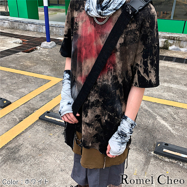 お支払い確認後日以内発送 Romelcheo 指なし モノトーン ストリート アームカバー 指穴付き モノクロ グラーション アームウォーマー メンズ レディース 手首 ハンド ウォーマー 白黒 綿 春 秋 薄手 韓国 ファッション 手袋 ロメルチェオ Romelcheo