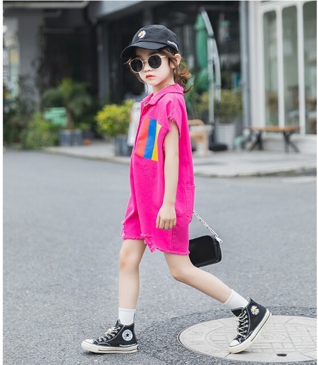 Bigつなぎ ピンク オシャレ 女の子 かわいい 通販 韓国子供服gameness