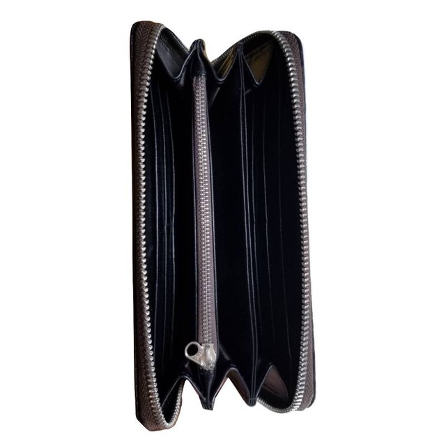 クロコダイル調牛革長財布 レディース メンズ ラウンドファスナー ダークブラウン Le Ciel