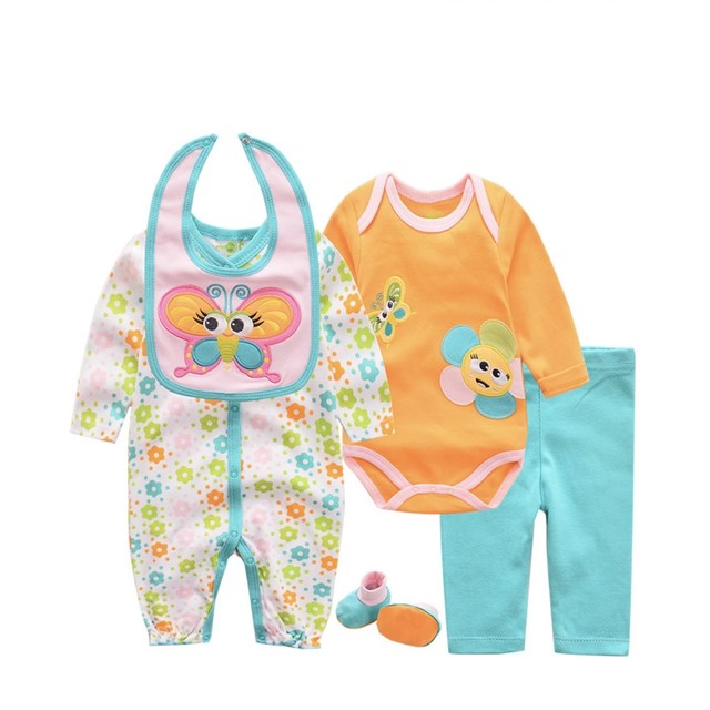 56 5点セット 蝶々 花ロンパースセット 海外baby Kids服 Lecca