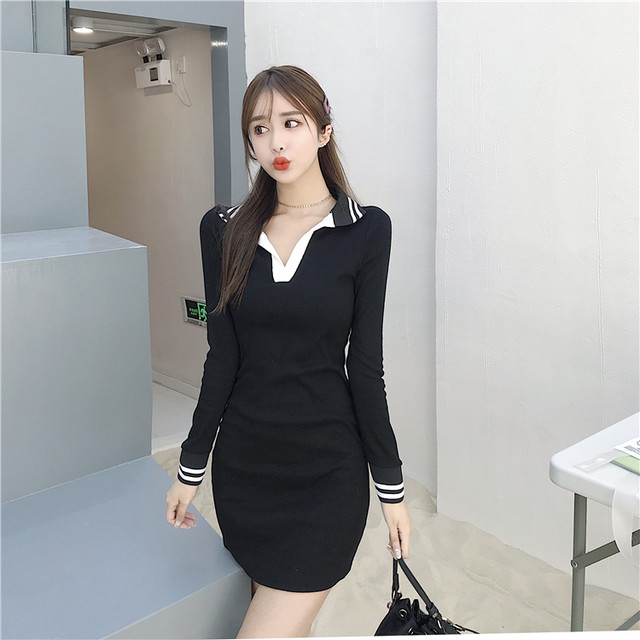 ボディコン ワンピース レディース マイクロミニ ドレス ミニ バブル セクシー 秋冬 きれいめ 冬 長袖 大人 スポーティー セクシー 襟付き ブラック S L 送料無料 Rw000 レディース 韓国ファッション 直輸入通販 セクシーワンピース クールカジュアル 全品送料無料