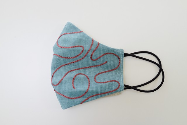 【手刺繍のマスク/ワイヤー入り】 "wave pool"