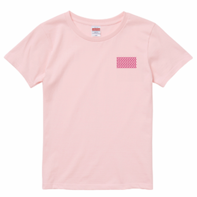 Kana オリジナル商品 レディースtシャツ ベビーピンク ライトピンク ワンポイント ハートパターン Kana Design Factory