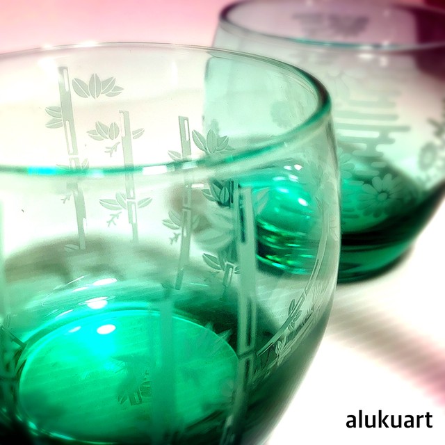 竹竹グラス カラーグラス サンドブラストアートalukuオンラインショップ あるく