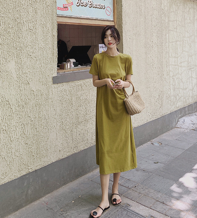 Tシャツワンピース ロング丈 無地 Tシャツ ロンｔ ルームウェア 部屋着 カジュアル 大人カジュアル デート お出かけ Mh1765 Valentina210