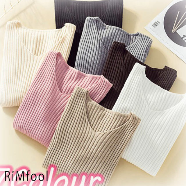 秋冬 長袖カットソー 薄手ニット レディース 無地 大きいサイズ レディース タイトインナー 薄手tシャツ シンプル 着痩せ長袖 合わせやす Rimfool