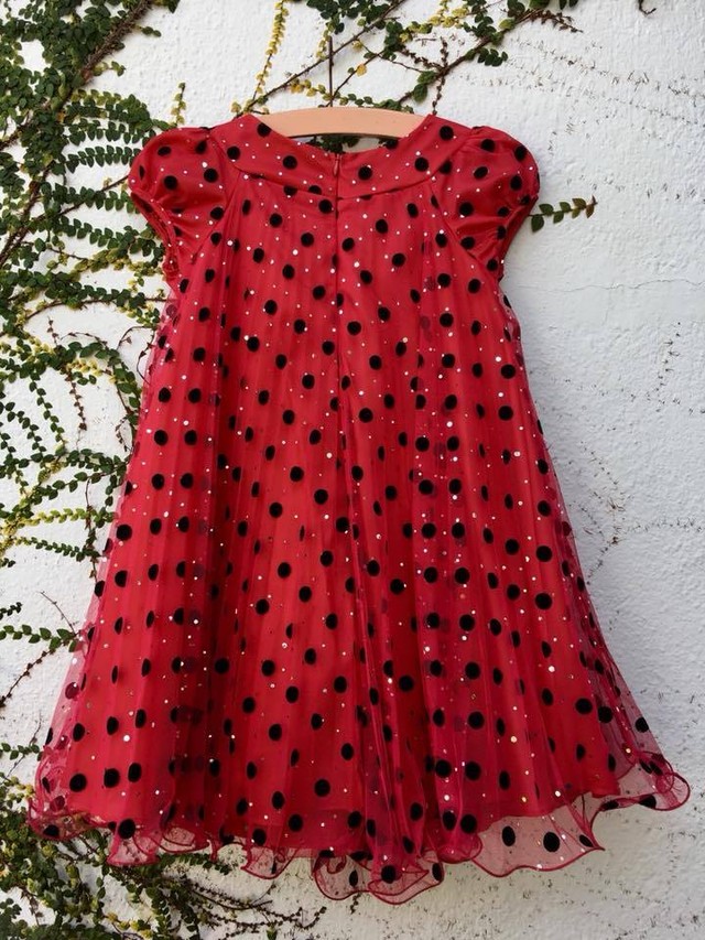 子供服 6歳 キッズワンピース ドット 水玉 リボン ワンピース Vintage Yard