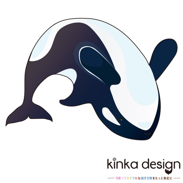 シャチ 海洋生物 うみのいきもの フレークシール Kinkadesign うみ