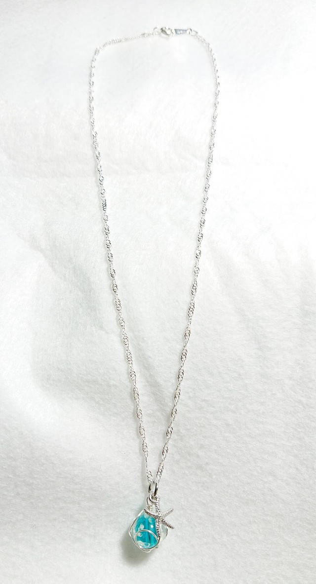 海いろ夜光ガラスネックレス Coral Tida Stone コーラルティダストーン