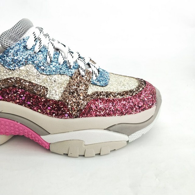 レディース 靴 厚底スニーカー ラメ スパンコール ピンク ブルー 歩きやすい 韓国ファッション カジュアル お出かけ オールシーズン 通年 Officewalaa オフィスワラア レディースファッション スタイル