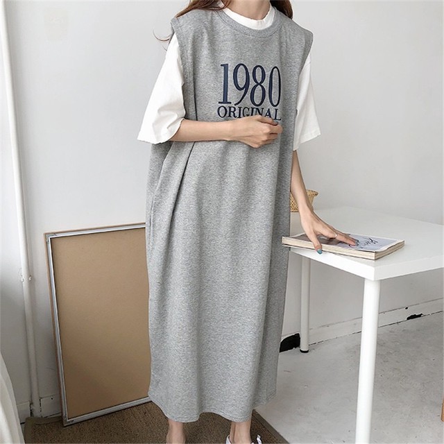 大人 Tシャツ ワンピース 袖なし 春 夏 人気 2色 普段着 妊婦 Dyh海外子供用品