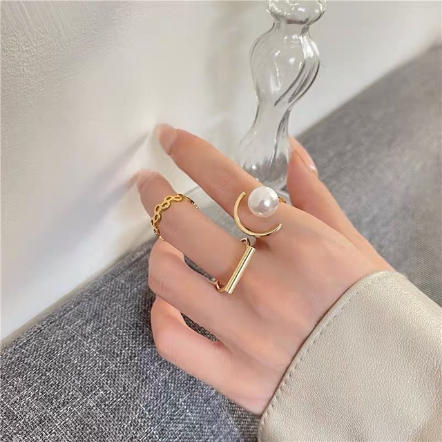 gold pearl ring 3peace