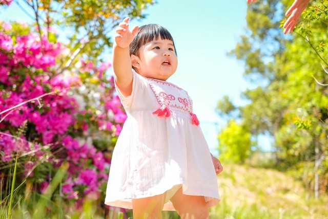 フランス亜麻刺繍ワンピース ピンク キッズ ベビー服 夏 Tout Petit