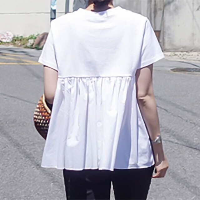 トップス Tシャツ カットソー 無地 バックフリル ギャザー バックシャン 半袖 春 夏 プチプラ 大きいサイズ 37 Happinessshop ハピネスショップ レディース ファッション アイテム トレンド