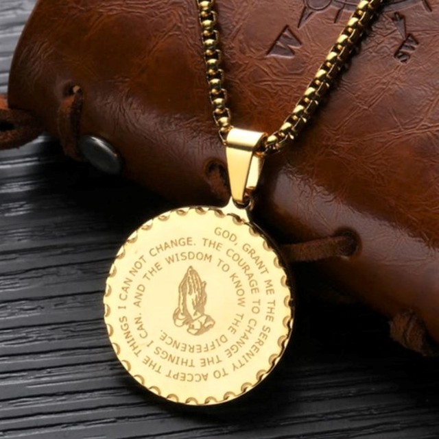 2color ネックレス ステンレスネックレス 55cm 金属アレルギー対応 合掌ネックレス プレイングハンズネックレス ステンレス チェーンネックレス ベネチアンチェーン メンズ シルバー ゴールド 金 金色 Gold 銀 銀色 Silver Puente