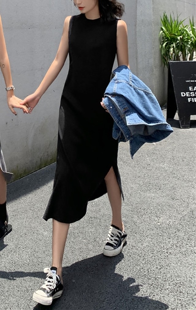 ニットワンピ ニットワンピース 40代 ロング タイト コーデ 50代 30代 サマーニット ノースリーブ スリット 無地 ミモレ丈 きれいめ 代 デート 女子会 お出かけ おしゃれ 大人 可愛い Dress No Sato