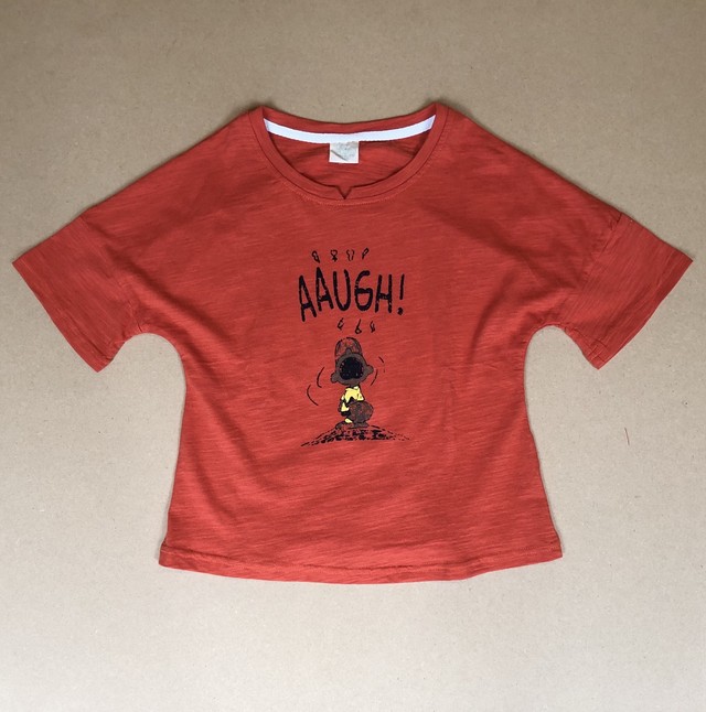 チャーリーブラウンtシャツ ホワイト オレンジ Milimilikids
