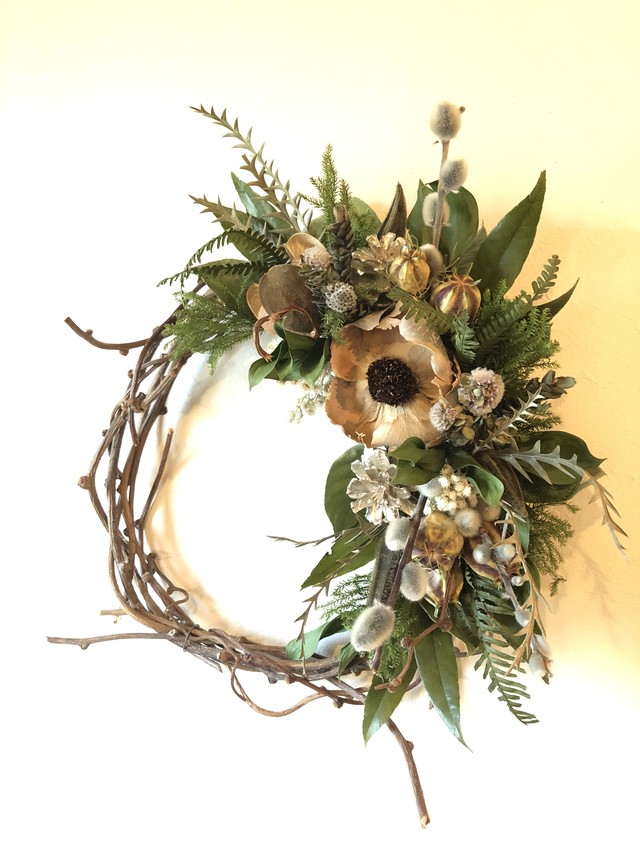 Df 71 キウイヅルのしめ飾り ドライフラワー 白 ドライフラワー 古道具 Marca