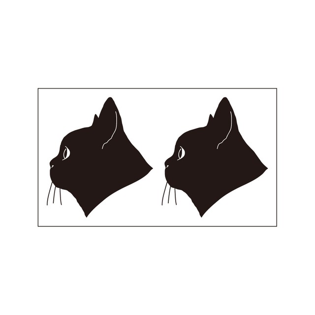 ステッカー 猫の横顔 2片 Puikko