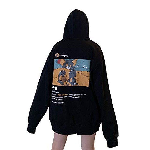 Jpcs トムとジェリー パーカー女性 ルーズフィット 韓国 レディース 秋 プルオーバー ゆったり おしゃれ フード付き 無地 シンプル 長袖 トップス アウター ファッション 男女兼用 Az Japan Classic Store