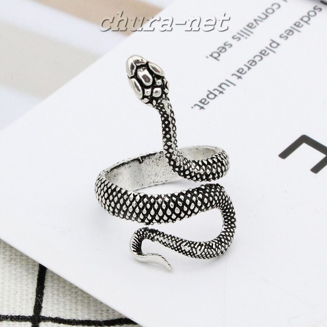 リング 指輪 蛇 スネーク ブラック 黒 シルバー スパイラル シルバー 開運 へび ヘビ 爬虫類 幸運 風水 スネークリング アンティーク ヴィンテージ 鱗 ちゅらネット にふぇーでーびる