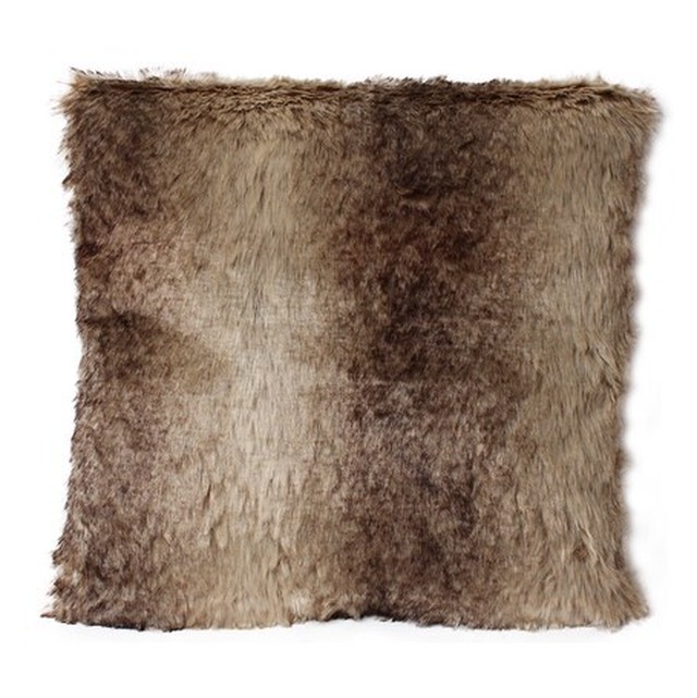 フェイクファークッションカバーブラウン Love Dot