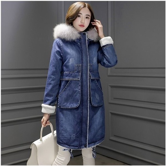 デニムコート モッズコート レディース フェイクファー 大きいサイズ アウター 秋冬 5325 Lagy 韓国ファッション レディース メンズ 通販のお店