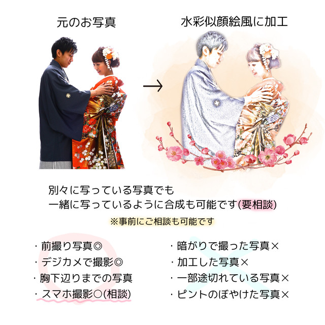 和風 水彩似顔絵風ウェルカムボード 桜 Wedding Item Shop Marrow