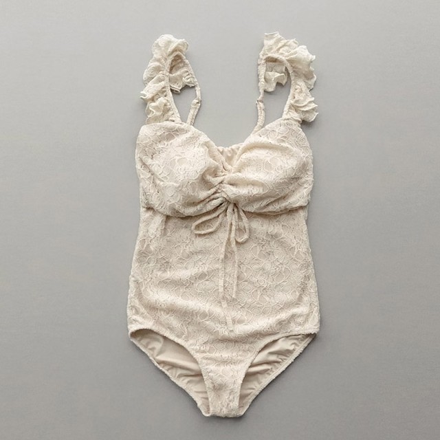 水着 ワンピース オールインワン 総レース フリル 体型カバー レトロ ガーリー フェミニン きれいめ 清楚 ナチュラル 夏 ビーチ 海 プール リゾート Pp Mahha Planet