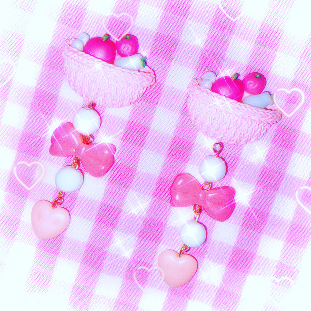 フルーツバスケットピアス イアリング ロリィタ ロリータ ゆめかわ レトロ ファンシー アンティーク レジン ビーズ かわいい ピアス イアリング 少女倶楽部