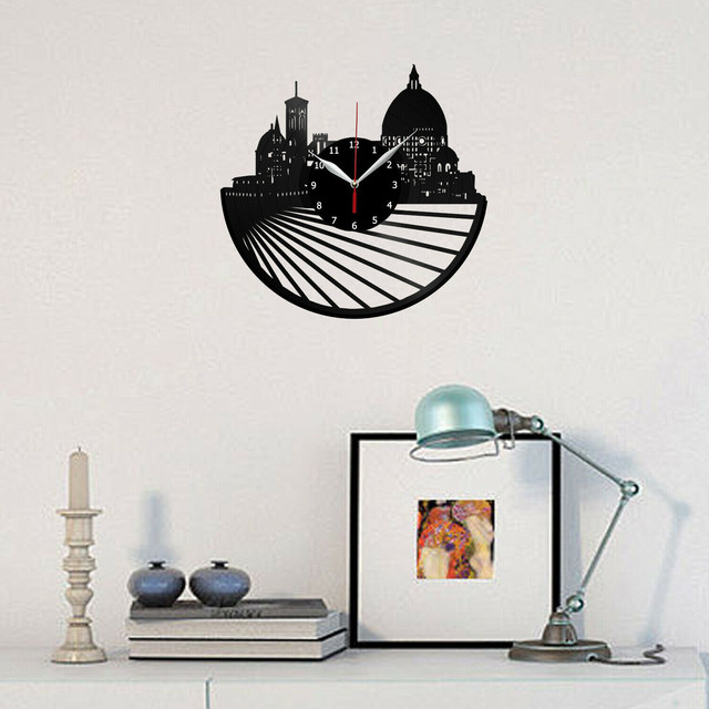 30cm レコード盤 壁掛け時計 イタリア フィレンツェ フローレンス 大聖堂 人気 おしゃれ エコ インテリア ディスプレイ アート 輸入雑貨 Hachinohe Base 1518