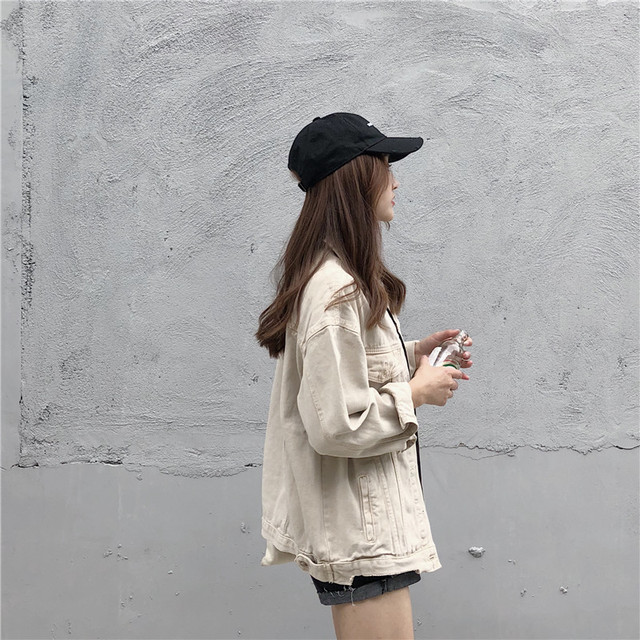 新作 秋 デニムジャケット 白デニム Gジャン カジュアル ゆったり メンズ風 お洒落 ビッグシルエット Sowaka8