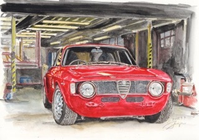 Alfa Romeo Gta 1300 Junior 水彩イラスト原画 Petrolhead Studio