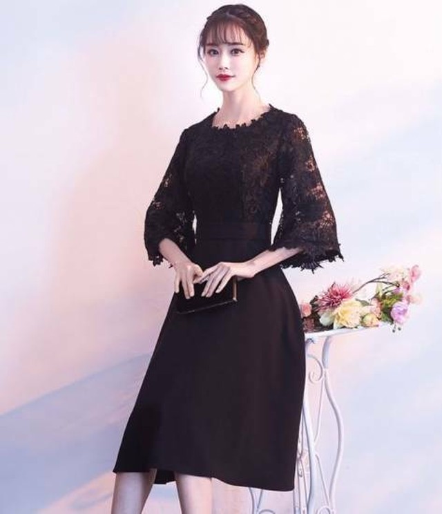 黒レース ワンピース 結婚式ドレス お呼ばれ 代 30代 40代 パーティードレス ブラック 披露宴 Dressy Lily ドレッシーリリー プチプラドレスワンピース専門店