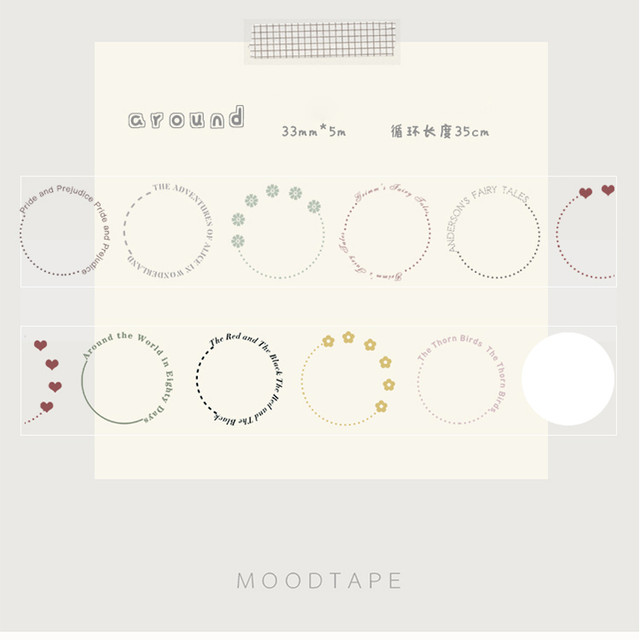 予約 Mot149j Moodtape Around 基礎ドット格子手帳素材シリーズ 光沢petテープ Cherish365 Zakka