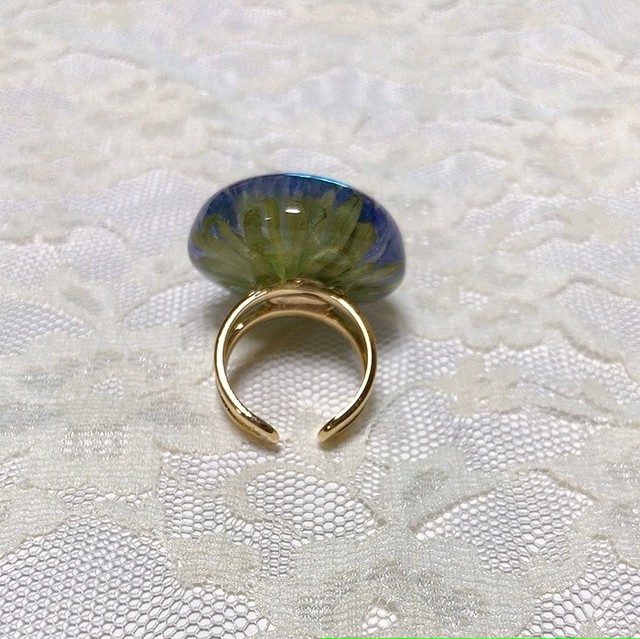 アスターの祈り 青 指輪 花 ドライフラワー My Tiny Tiny Ohana