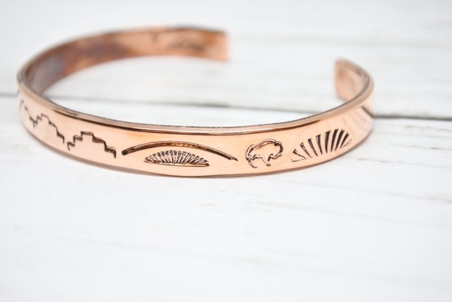 インディアンジュエリー 銅 スタンプ バングル ブレスレット ナバホ族 新品 新作 Ij Shop7