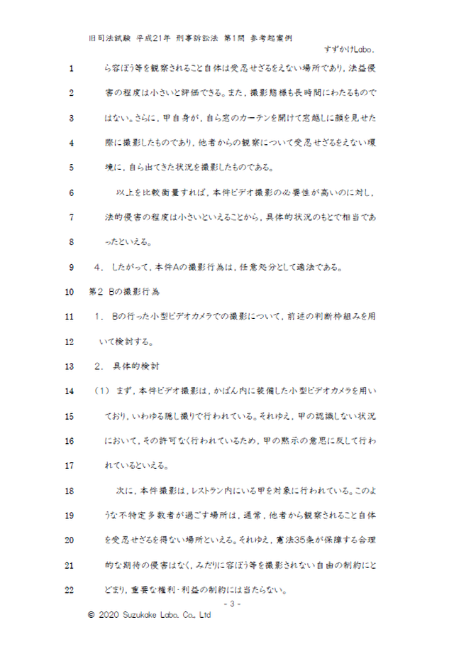 旧司法試験 刑事訴訟法 厳選15問 問題 参考起案例 株式会社すずかけlabo