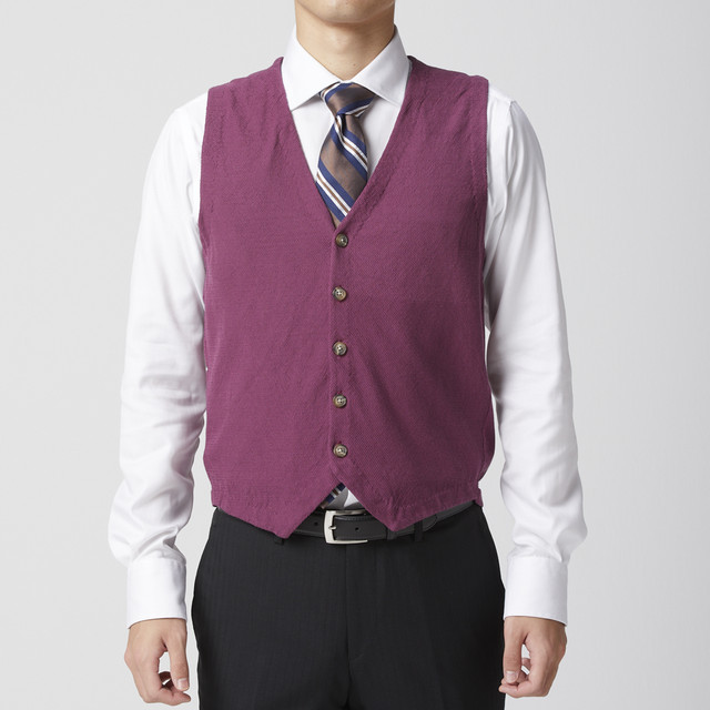 Men ベスト ジレ ニットベスト ビジネス カジュアル パープル 040 Mira ミラオンラインレンタル